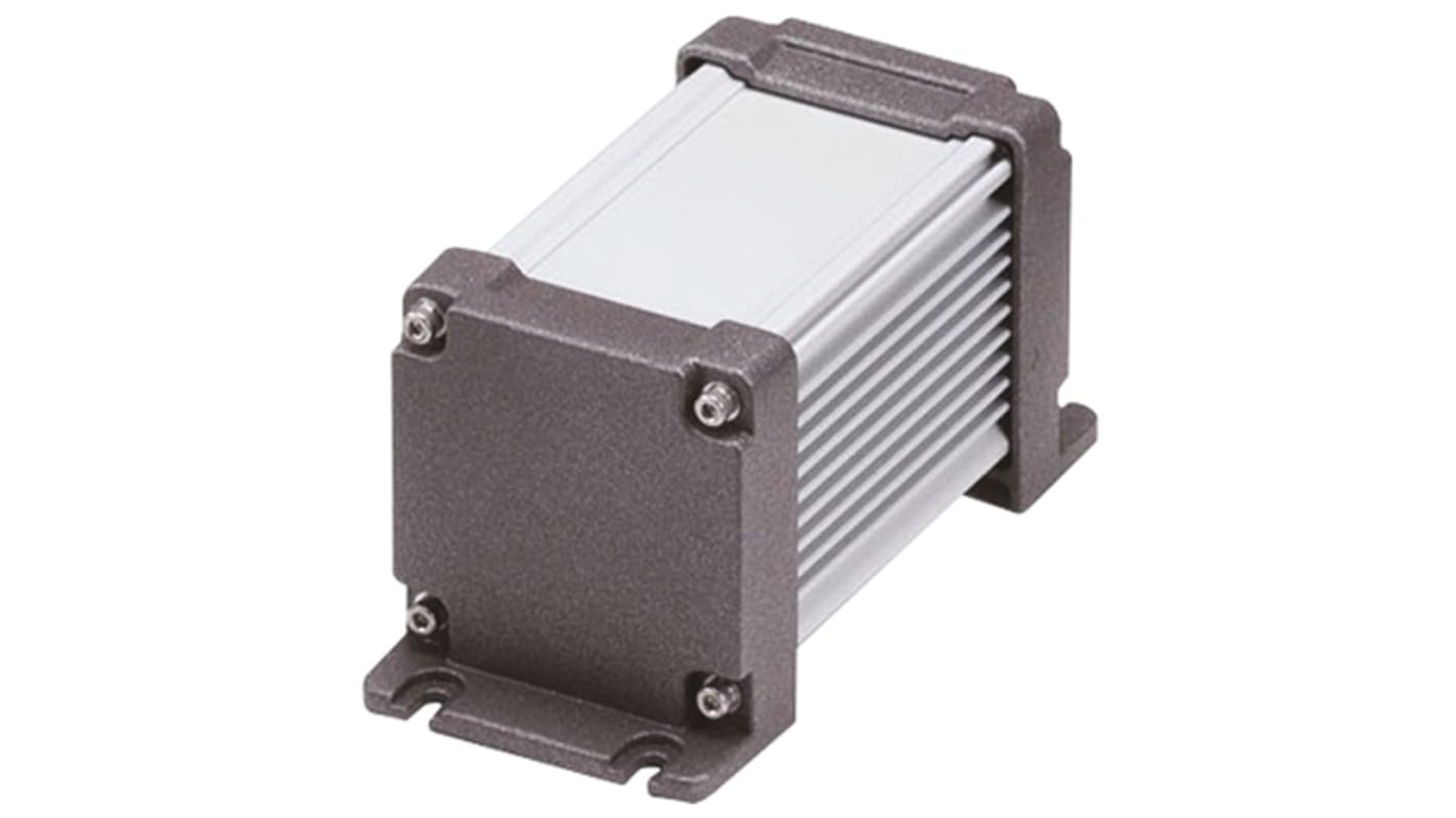 Takachi Electric Industrial AW Series Silver Aluminium Enclosure, IP67, Flanged, Grey Lid, 136 x 65.8 x 70.8mm