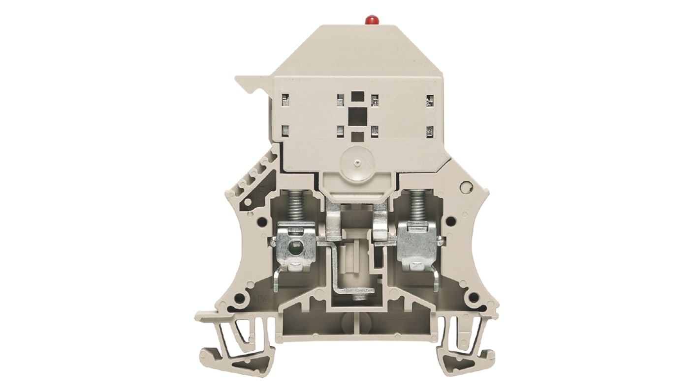 Weidmüller W Series Beige Fused DIN Rail Terminal, 6mm², Single-Level, Screw Termination, Fused