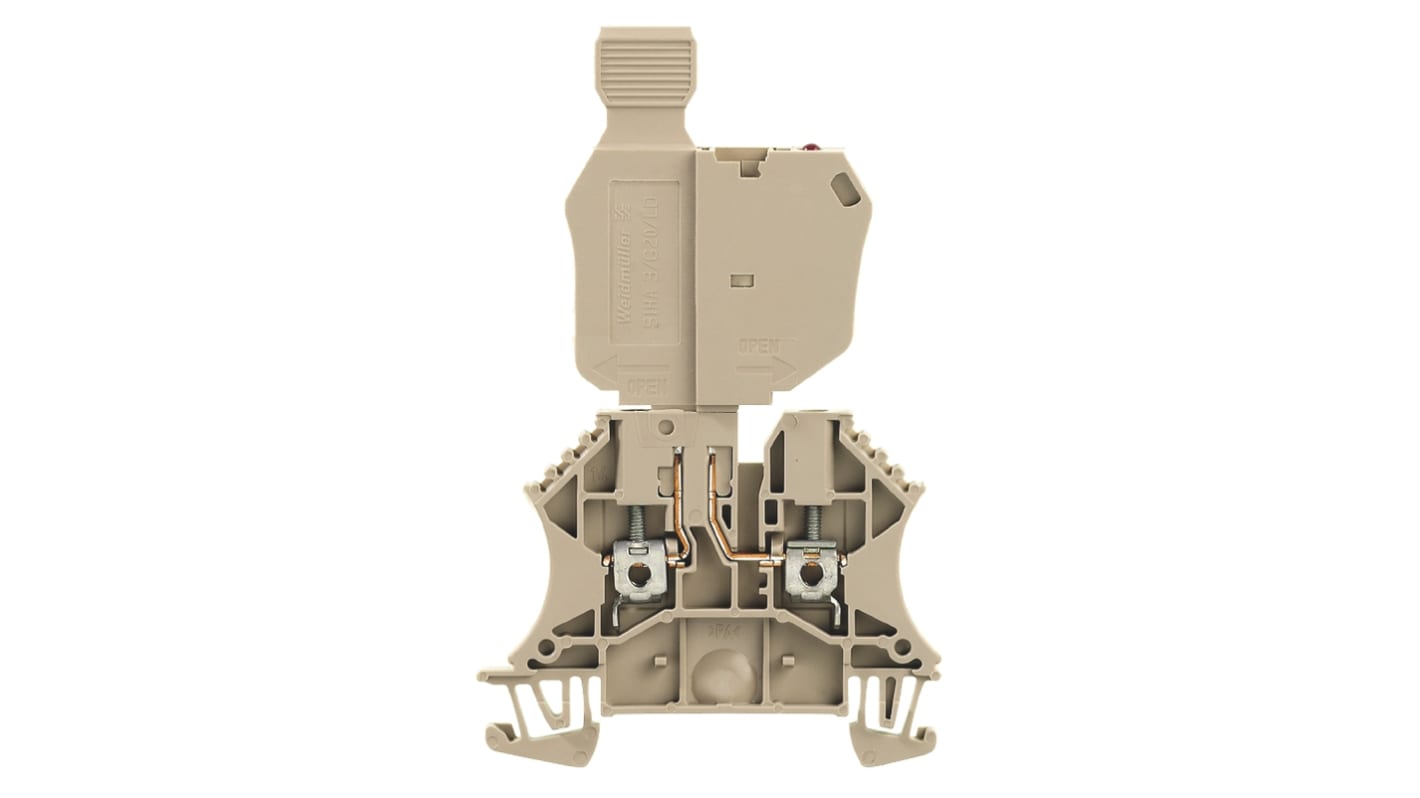 Weidmüller W Series Beige Fused DIN Rail Terminal, Single-Level, Screw Termination, Fused