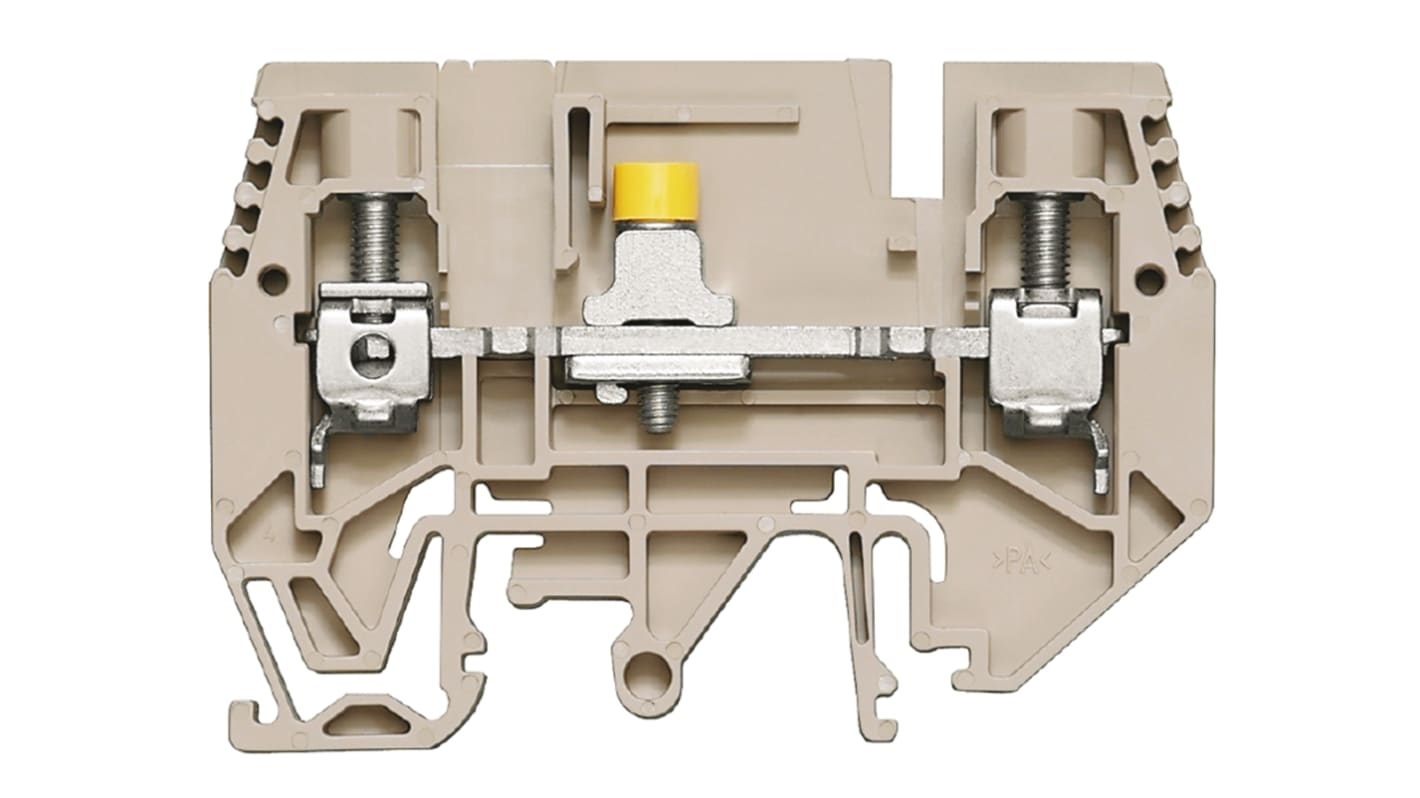 Weidmuller W Series Brown Disconnect Terminal Block, Single-Level, Screw Termination