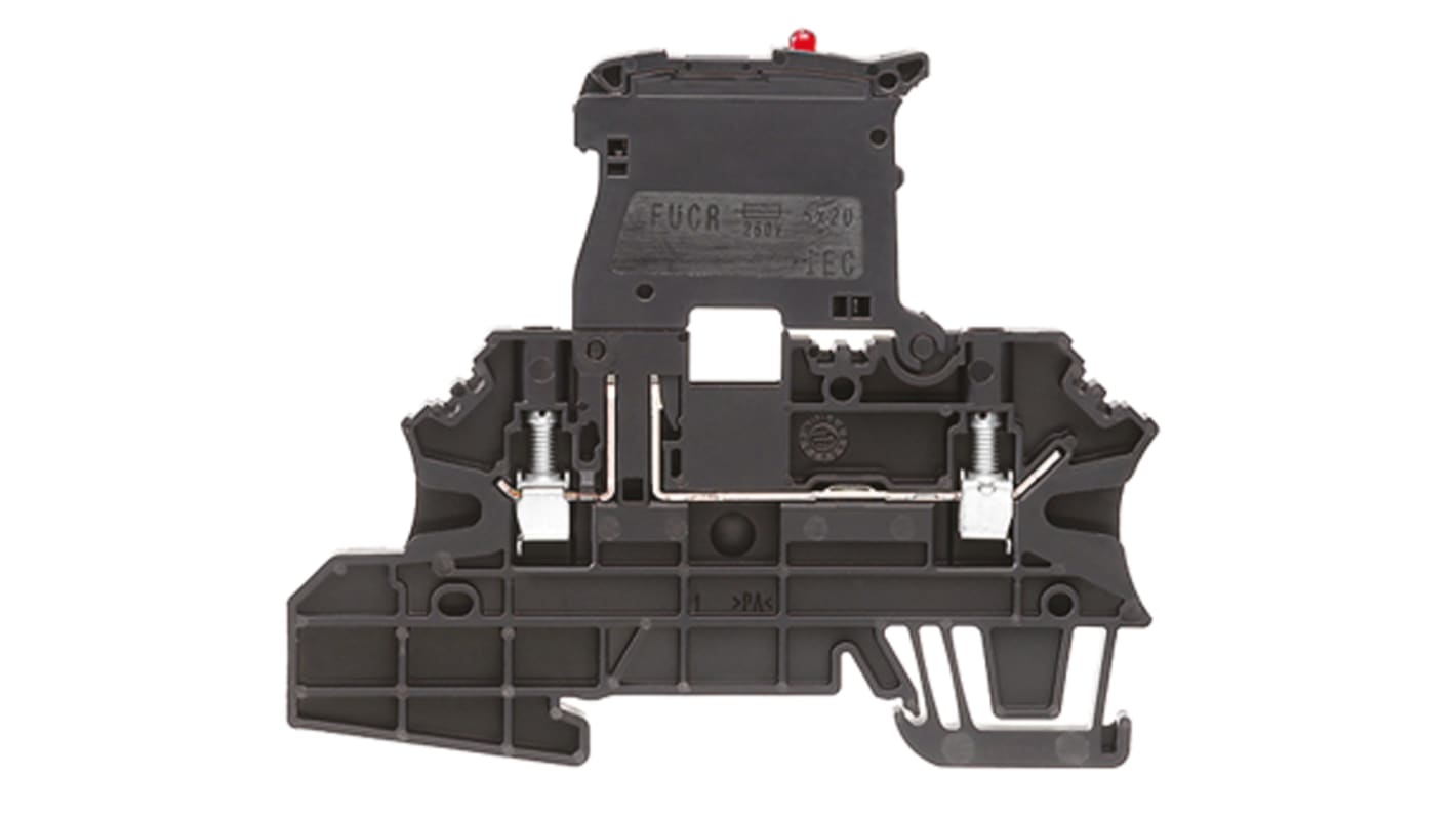 Weidmuller W Series Black Fused DIN Rail Terminal, 2.5mm², Single-Level, Screw Termination, Fused