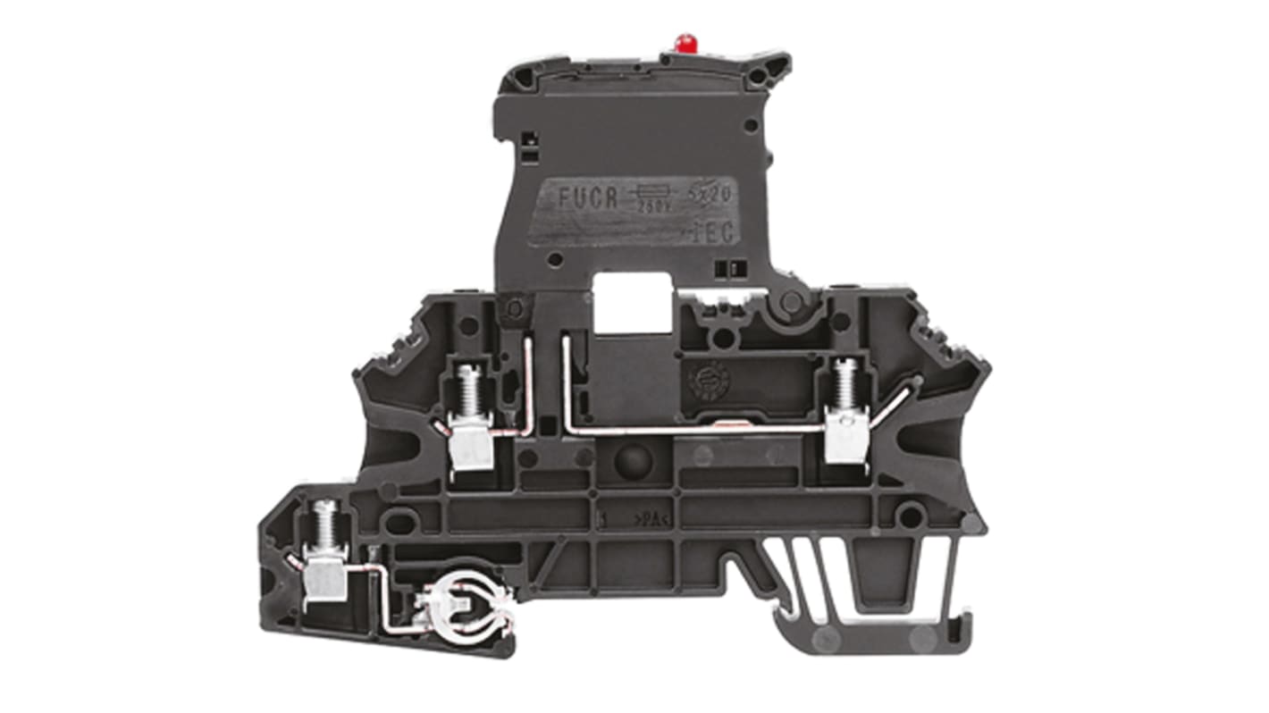 Weidmüller W Series Black Fused DIN Rail Terminal, 2.5mm², Double-Level, Screw Termination, Fused