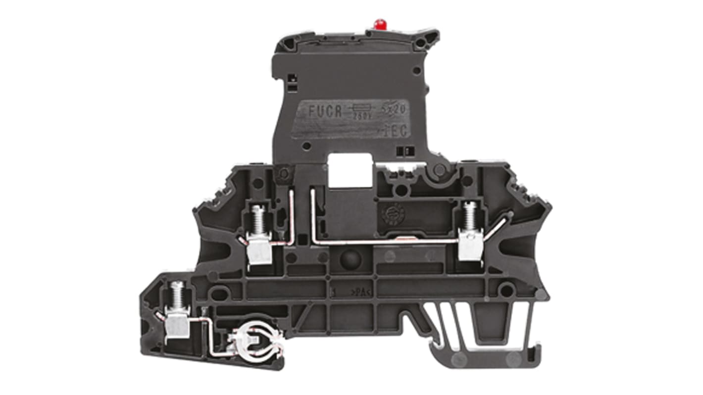 Weidmüller W Series Black Fused DIN Rail Terminal, 2.5mm², Double-Level, Screw Termination, Fused