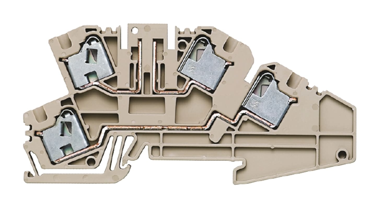 Weidmüller P Series Dark Beige Disconnect Terminal Block, 0.5 → 4mm², Double-Level, Push In Termination