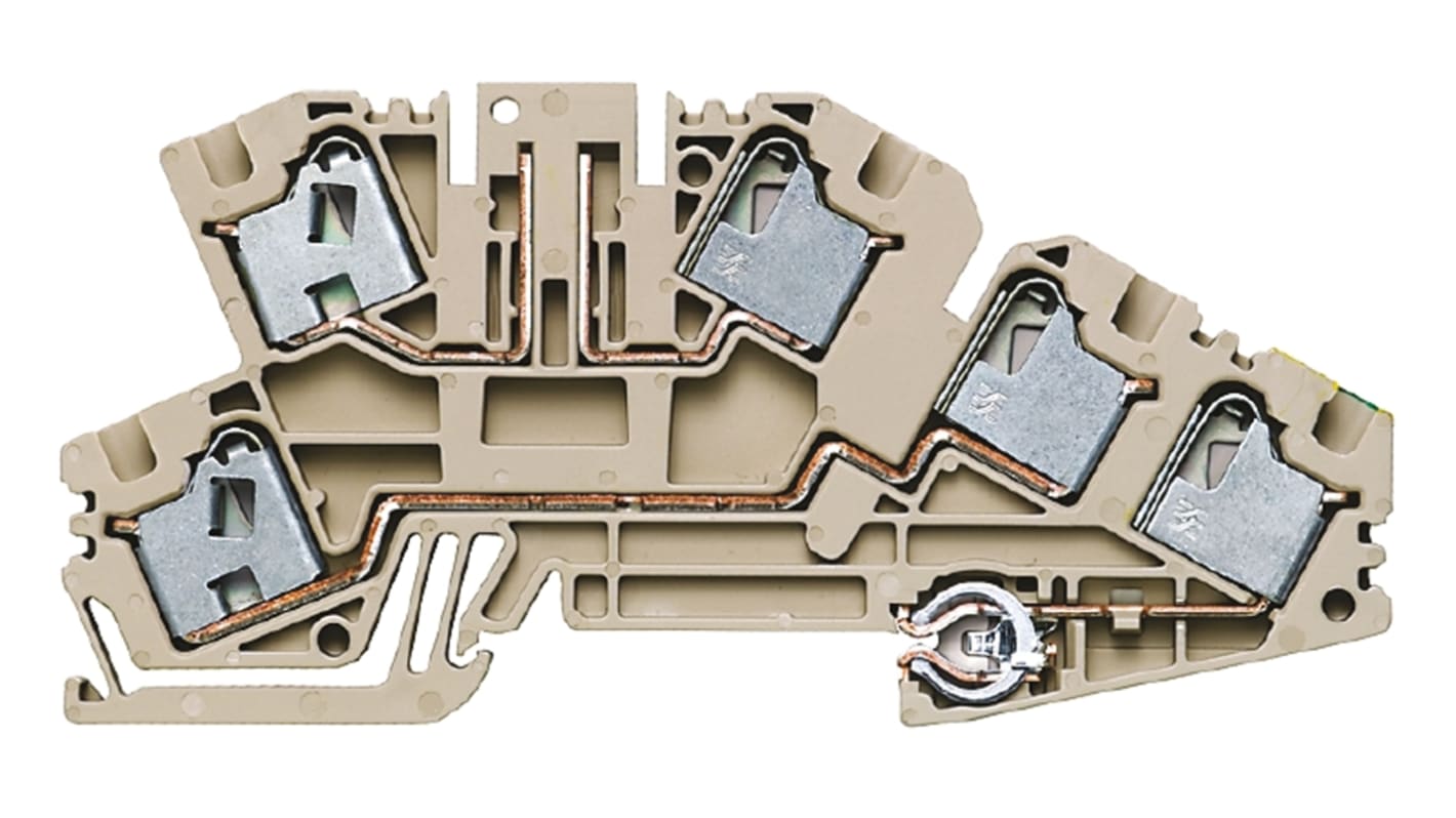 Weidmuller P Series Dark Beige Test Disconnect Terminal Block, 0.5 → 4mm², Triple-Level, Push In Termination