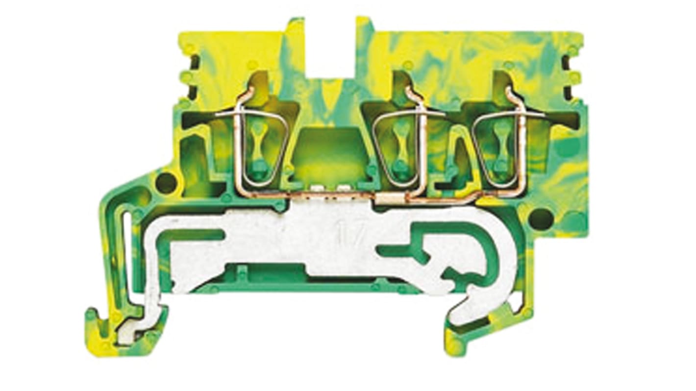 Weidmüller Z Series Green, Yellow Disconnect Terminal Block, 0.5 → 4mm², Single-Level, Clamp Termination