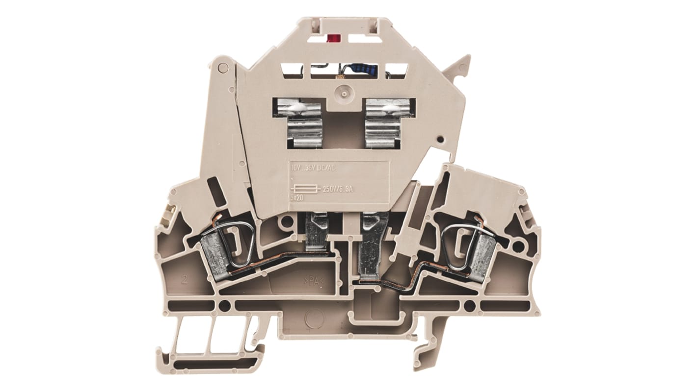 Weidmuller Z Series Beige Fused DIN Rail Terminal, Single-Level, Clamp Termination, Fused