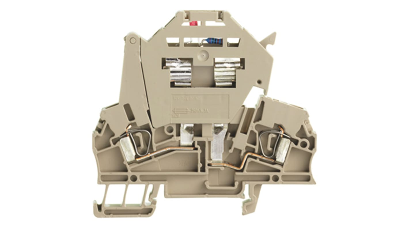 Weidmuller Z Series Beige Fused DIN Rail Terminal, Single-Level, Clamp Termination, Fused