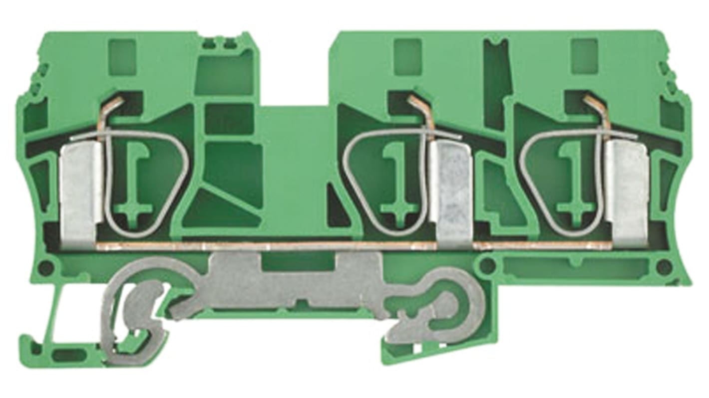 Borne PE Weidmuller Z, Cage à ressort, Vert, Jaune