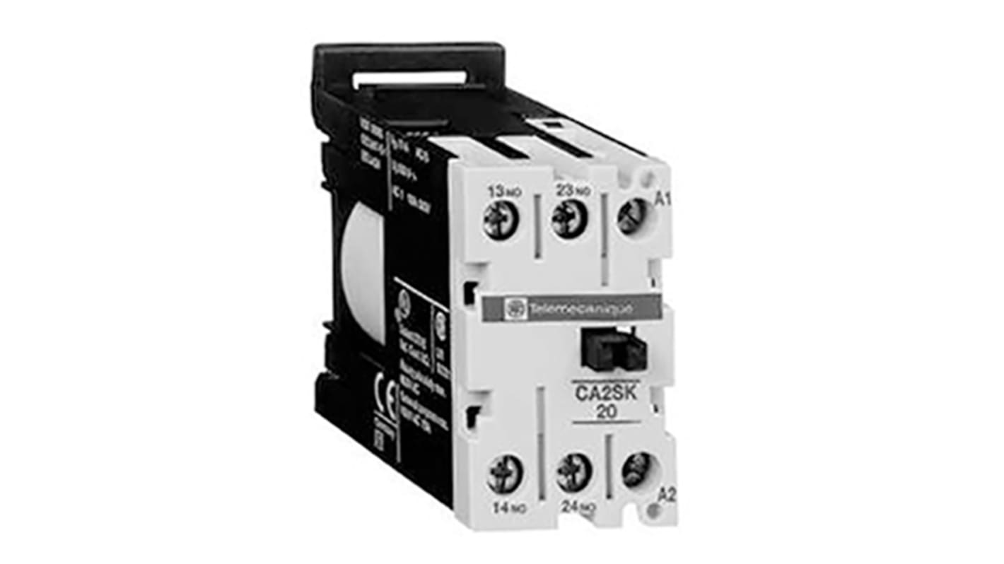 Relè contattore Schneider Electric, serie CA2S, 2 poli, 2 NO, 10 A, bobina 110 V c.a.