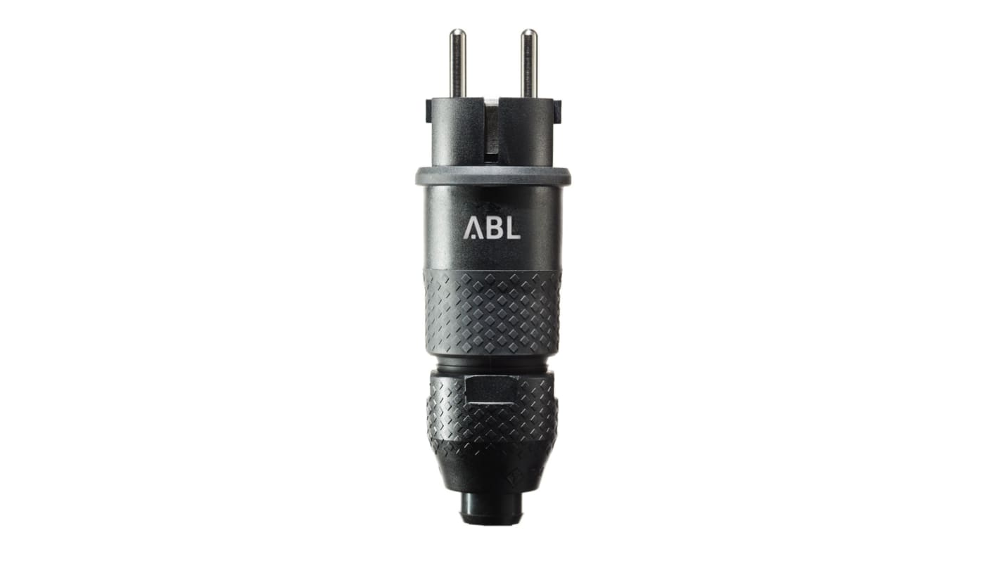 ABL Sursum Netzstecker Kabel, 2P+E, CEE 7/7 Deutscher Schutzkontakt / Französisch, 250 V / 16A Schwarz, für Frankreich,