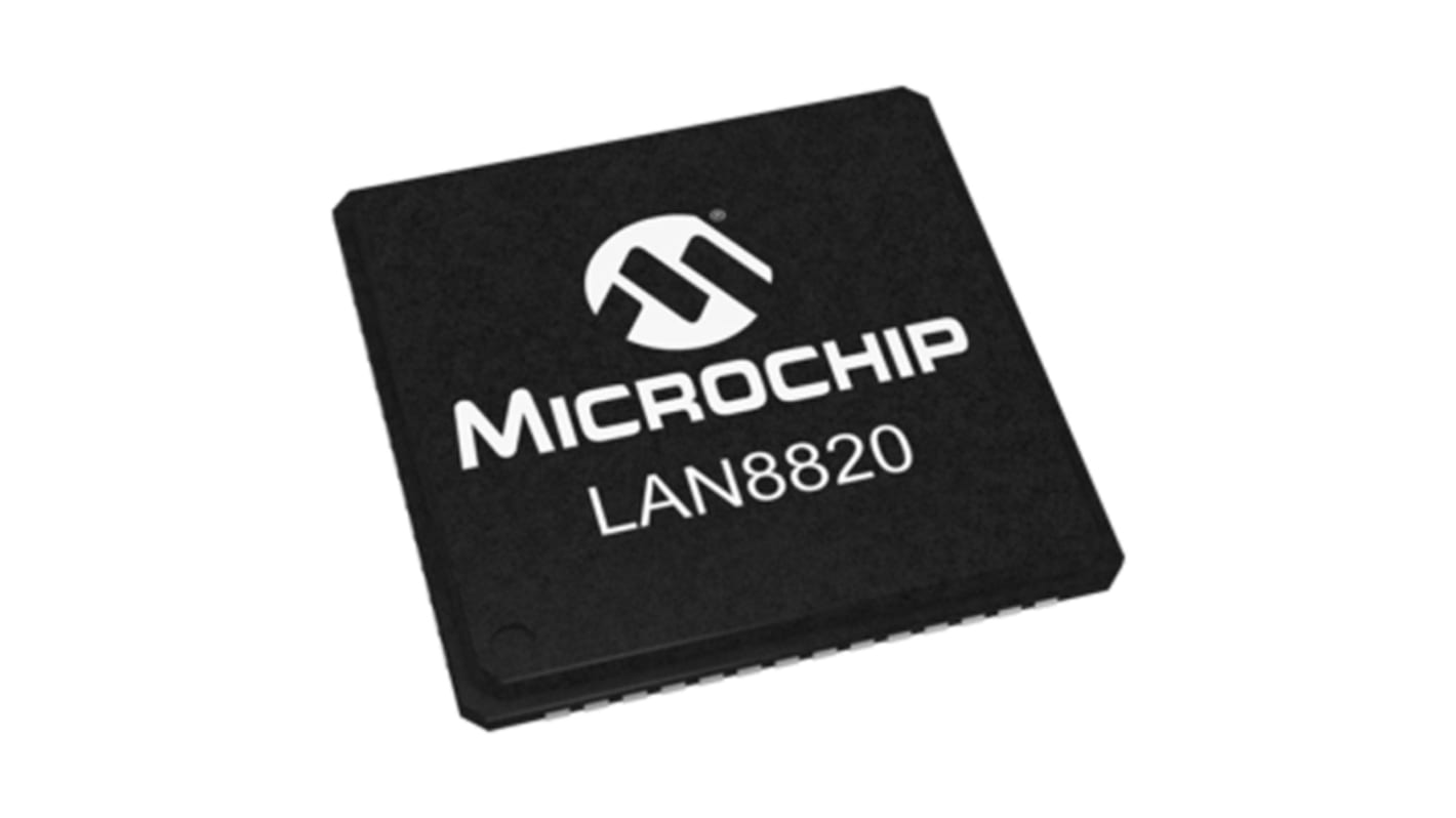 Microchip LAN8820-ABZJ, 4-Ch Ethernet Transceiver, IEEE 802.3-2005, IEEE 802.3ab, 1000Mbit/s 2.25 → 2.75 V,
