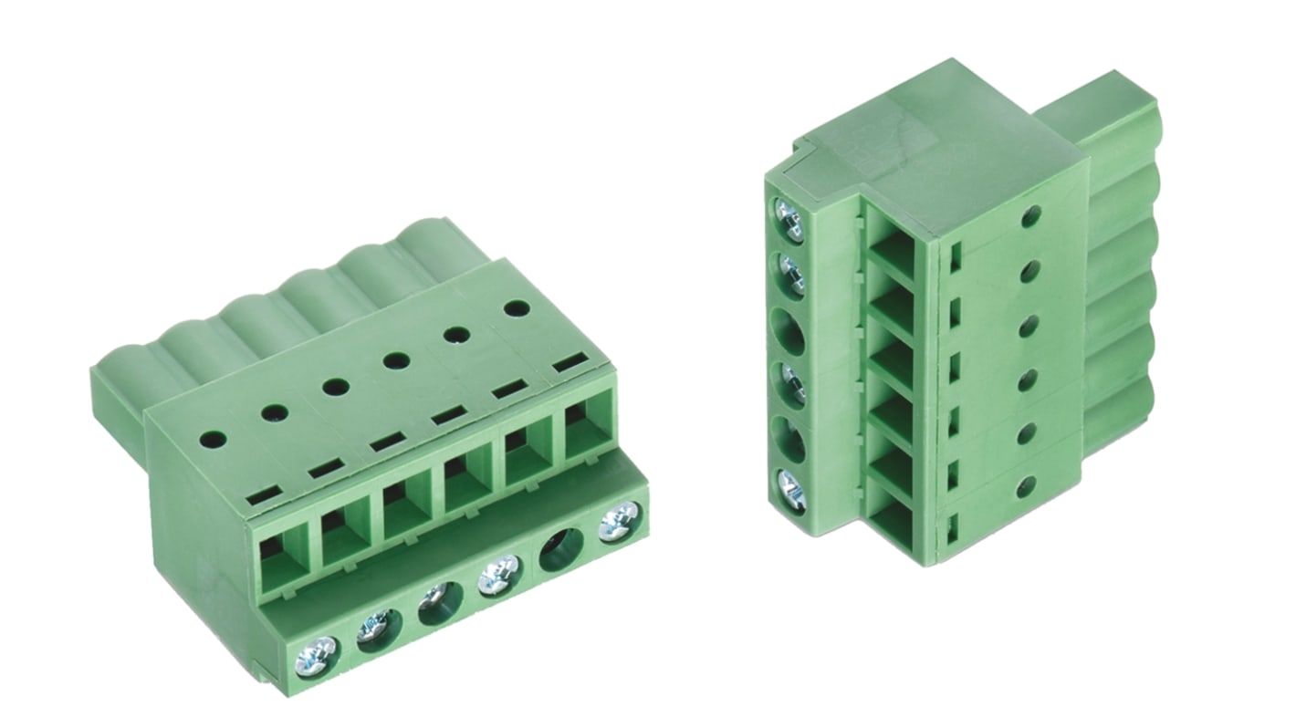 Borne enchufable para PCB Hembra Ángulo recto Wurth Elektronik de 2 vías , paso 5.08mm, 16A, de color Verde, montaje de