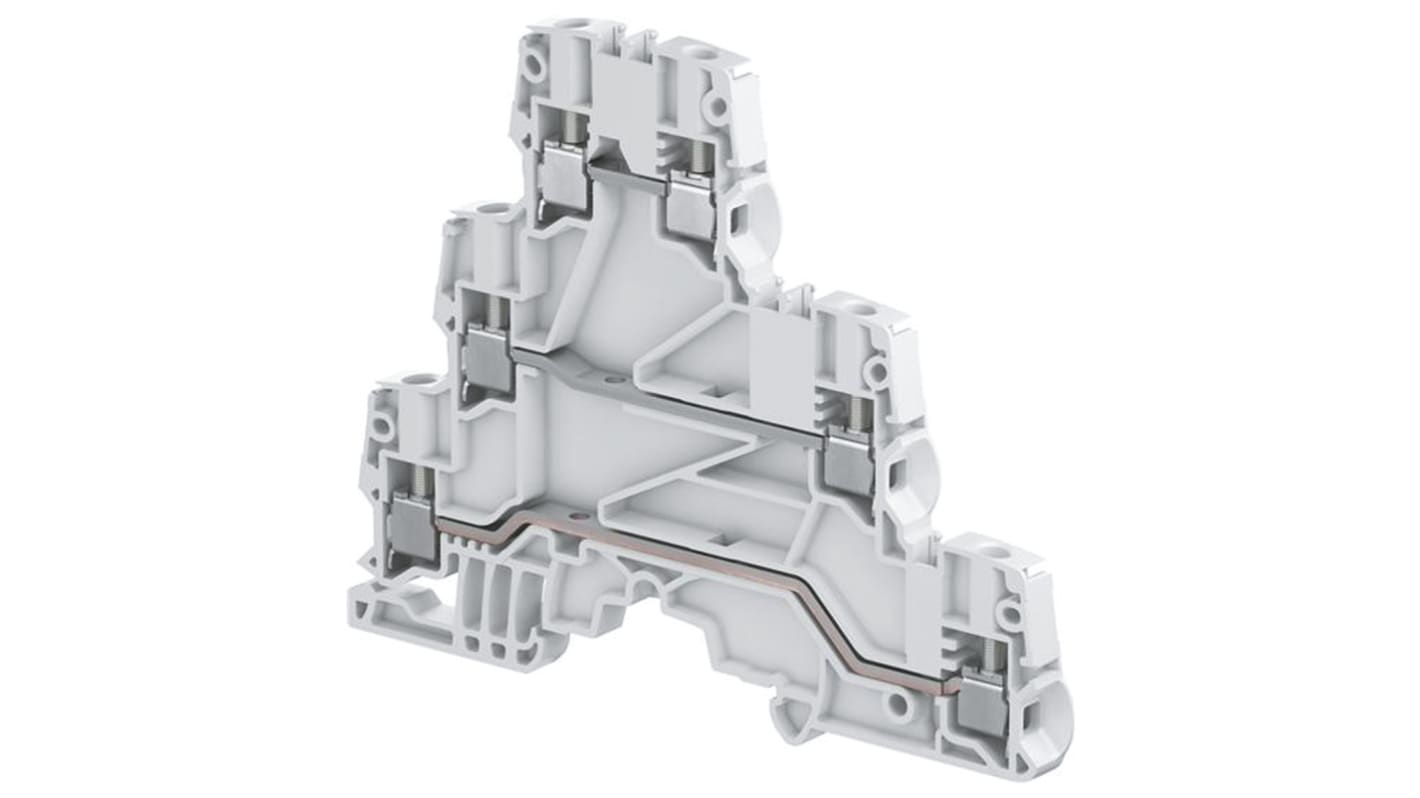 Entrelec SNK Series Grey Standard Din Rail Terminal, 4mm², Triple-Level, Screw Termination