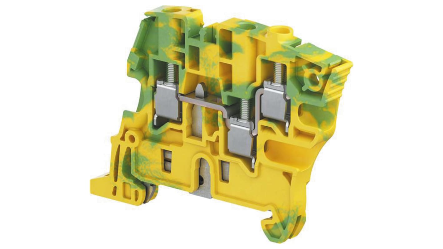 Entrelec ZS6 Series Green/Yellow Standard Din Rail Terminal, 4mm², Single-Level, Screw Termination, ATEX