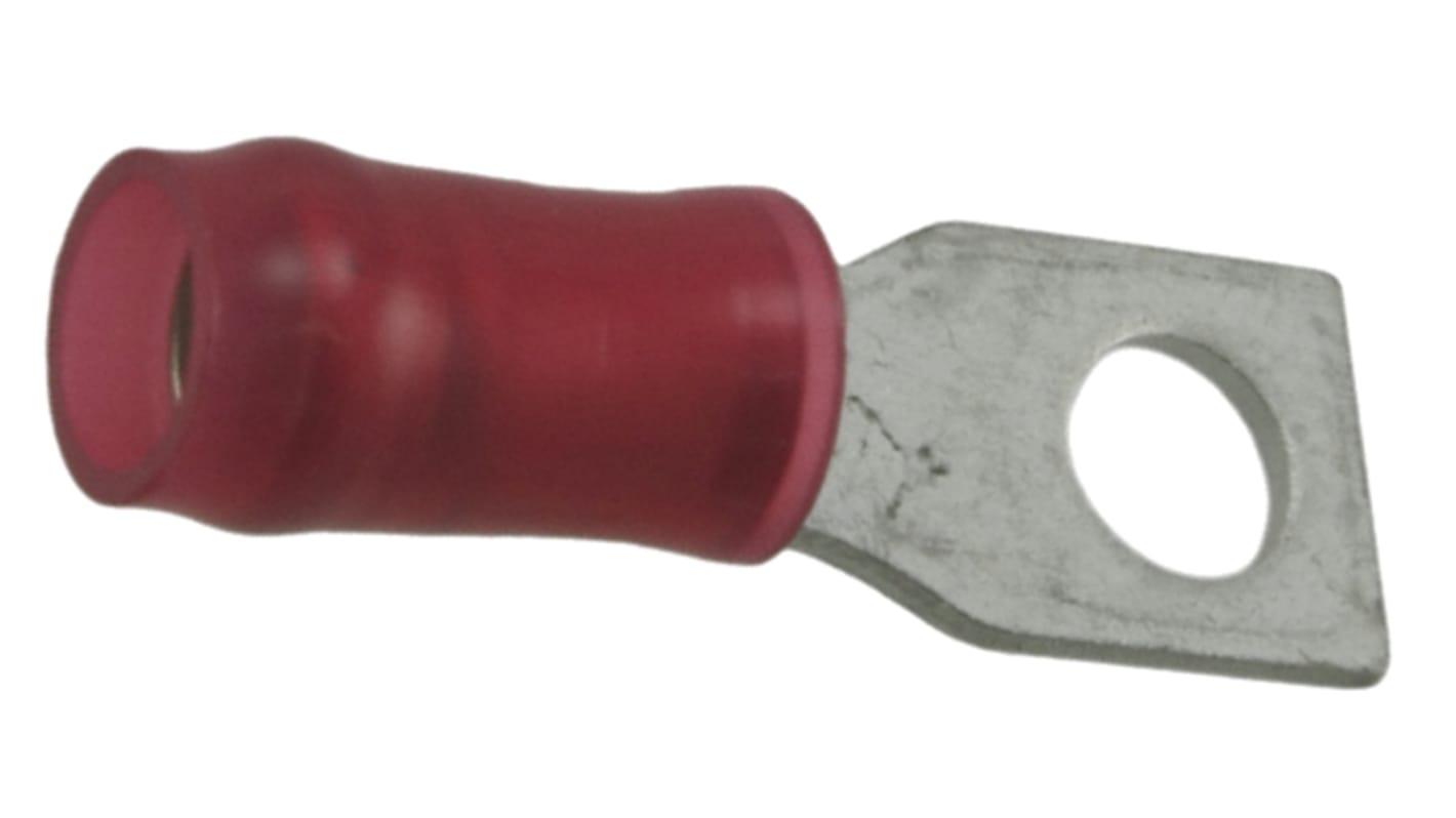 TE Connectivity, PIDG Insulated Ring Terminal, M3.5 (#6) Stud Size, 0.3mm² to 1.4mm² Wire Size, Red