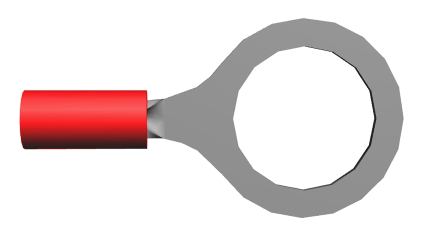 TE Connectivity PIDG Ringkabelschuh, Isoliert, Nylon, Rot, aussen ø 18.11mm, innen ø 13.08mm, max. 1.65mm², M12 (1/2)