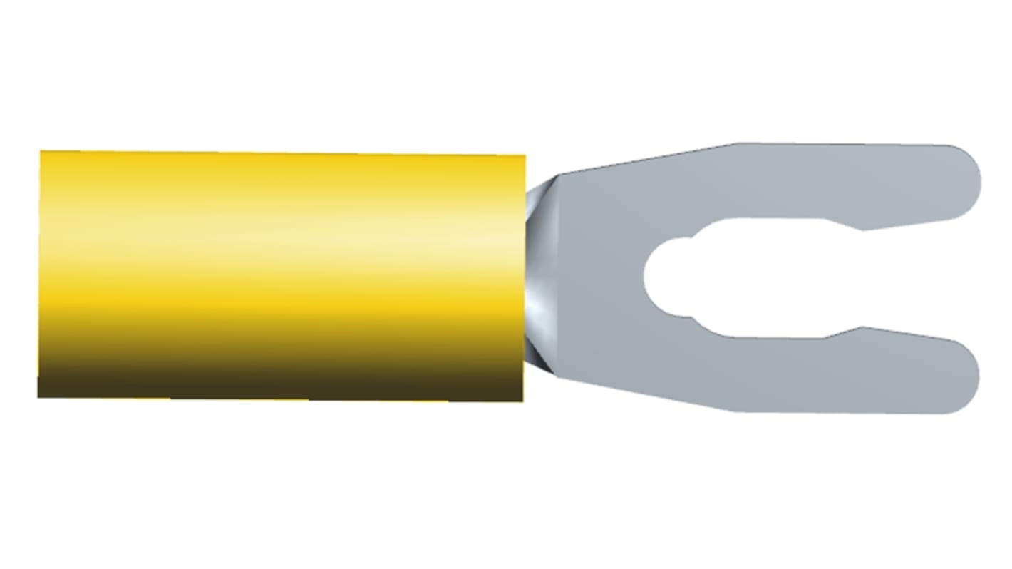 TE Connectivity, 52430 Insulated Crimp Spade Connector, 3mm² to 6mm², 12AWG to 10AWG, M3.5 (#6) Stud Size Nylon, Yellow