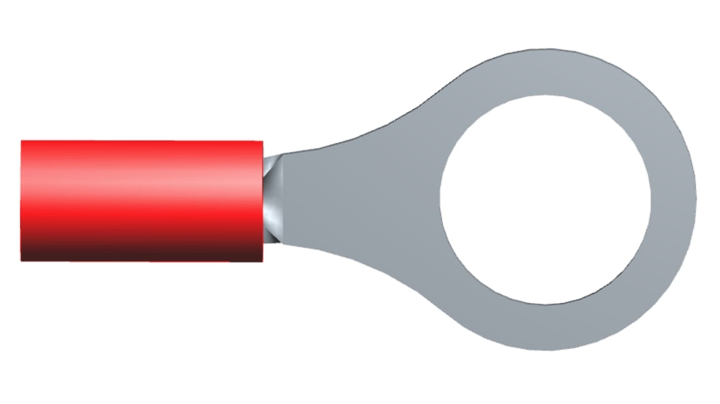 TE Connectivity, PLASTI-GRIP Insulated Ring Terminal, M8 (5/16) Stud Size, 0.26mm² to 1.65mm² Wire Size, Red