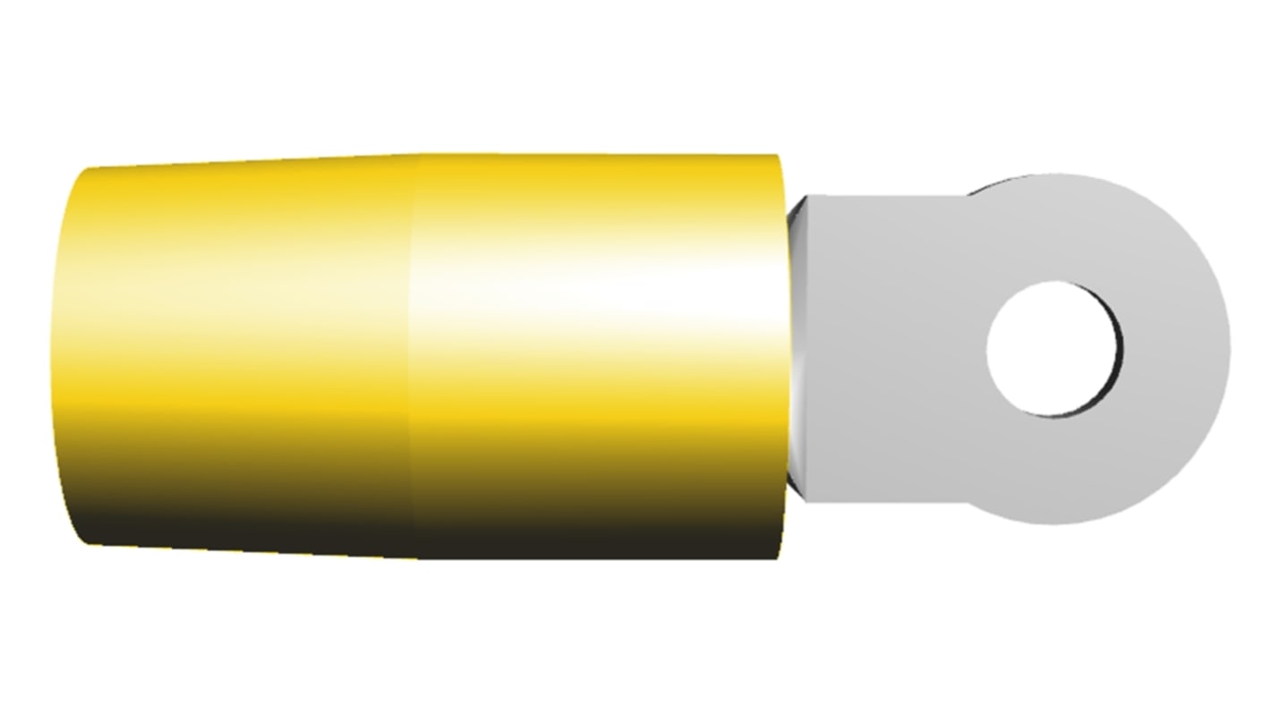 Terminal redondo aislado de Cobre TE Connectivity TERMINYL, Amarillo, Ø int. M4 (#8), sección máx. 26.7mm², 4AWG