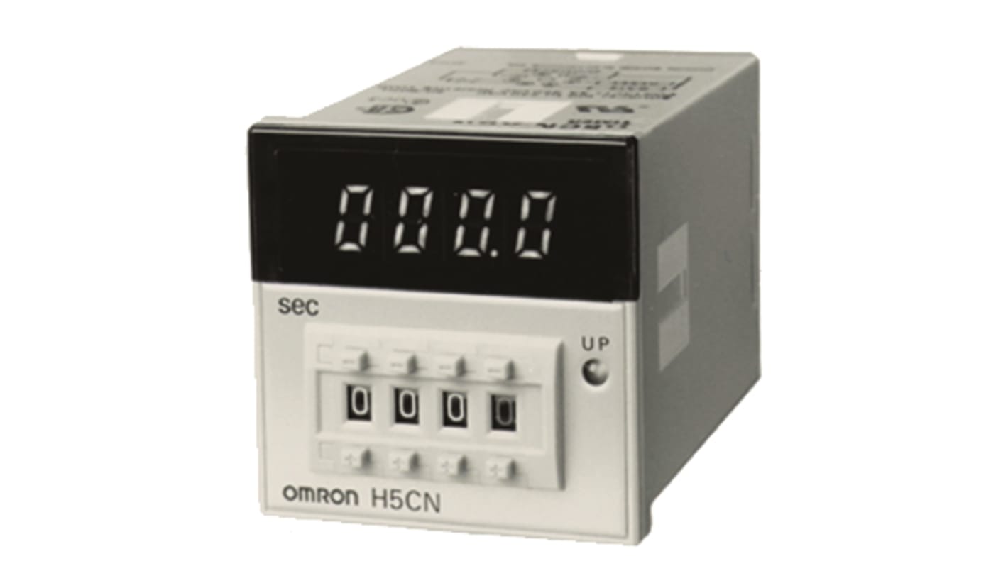 Omron H5CN Series Panel Mount, Surface Mount Timer Relay, 100 → 240 V ac, 12 → 48V dc, 1-Contact, 1 s