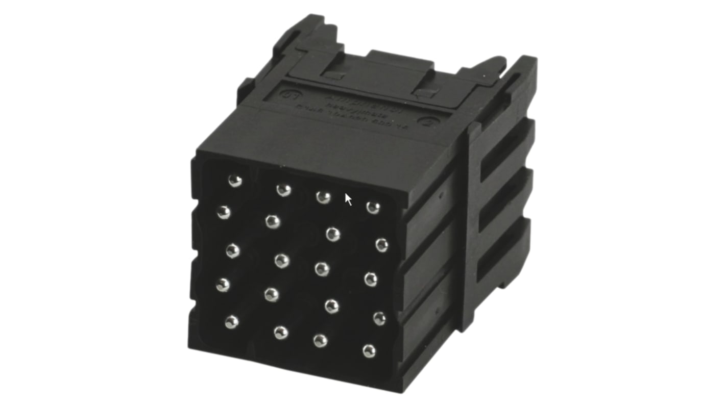 Amphenol Industrial Heavy Duty Power Connector Module, Male, Heavy Mate F Series, 20 Contacts