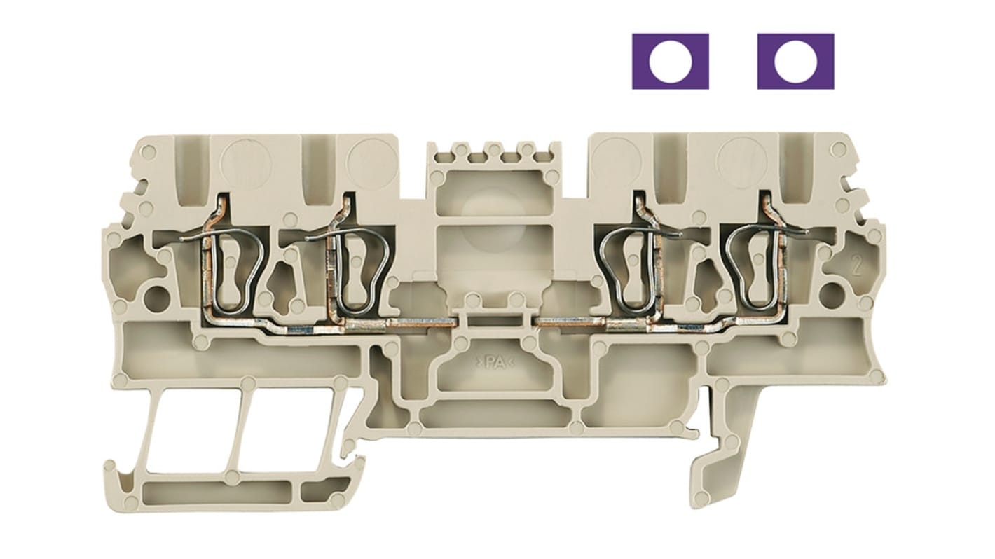 Weidmuller Z Series Beige Feed Through Terminal Block, 1.5mm², Single-Level, Clamp Termination