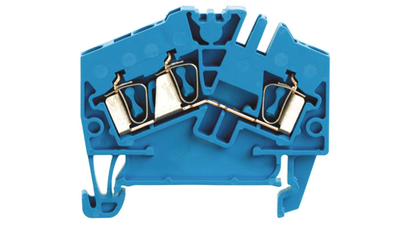 Bloc de jonction de traversée Weidmuller Z, 2.5mm², Cage à ressort, Bleu