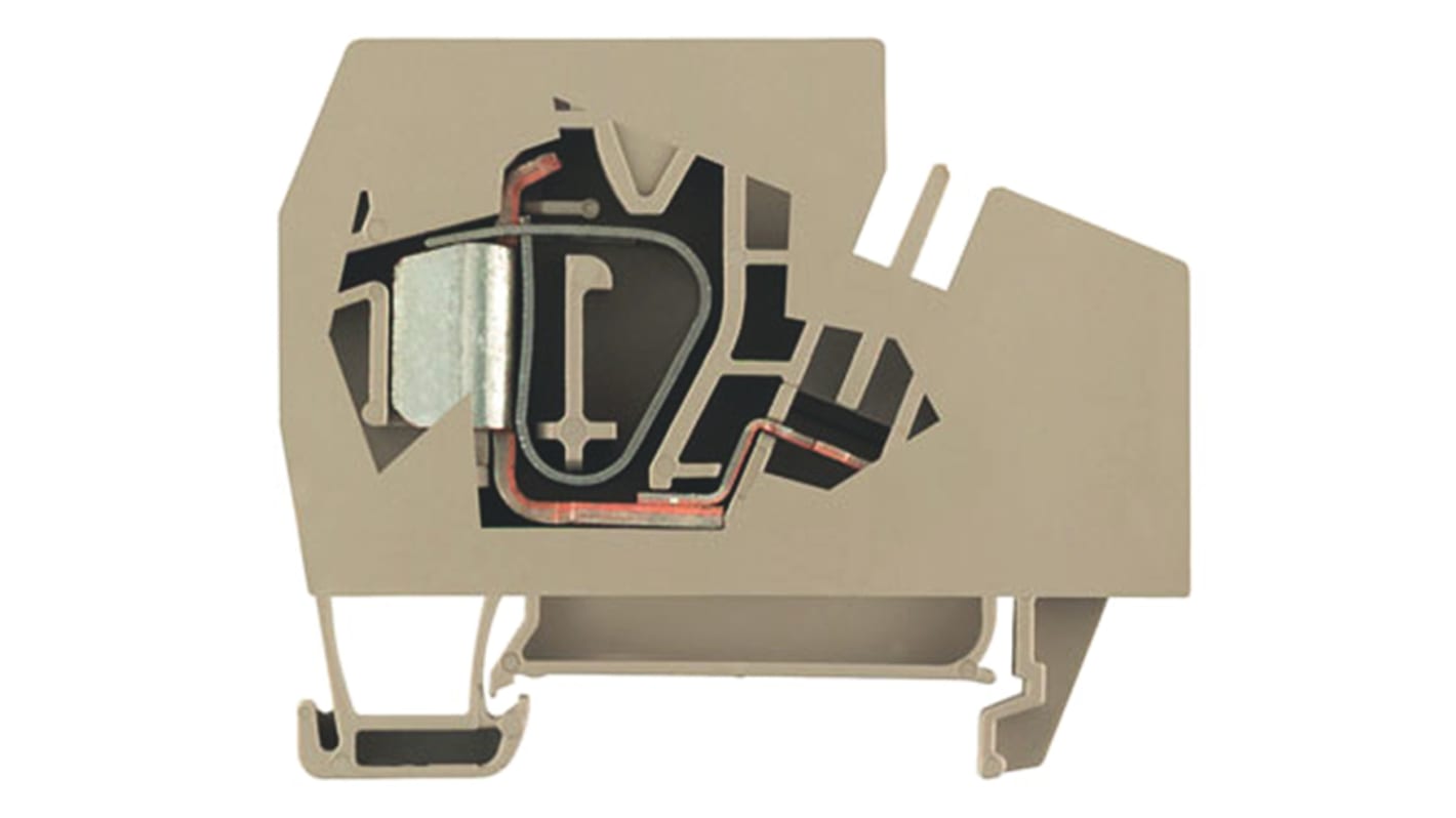 Weidmuller Z Series Dark Beige Feed Through Terminal Block, Single-Level, Clamp Termination