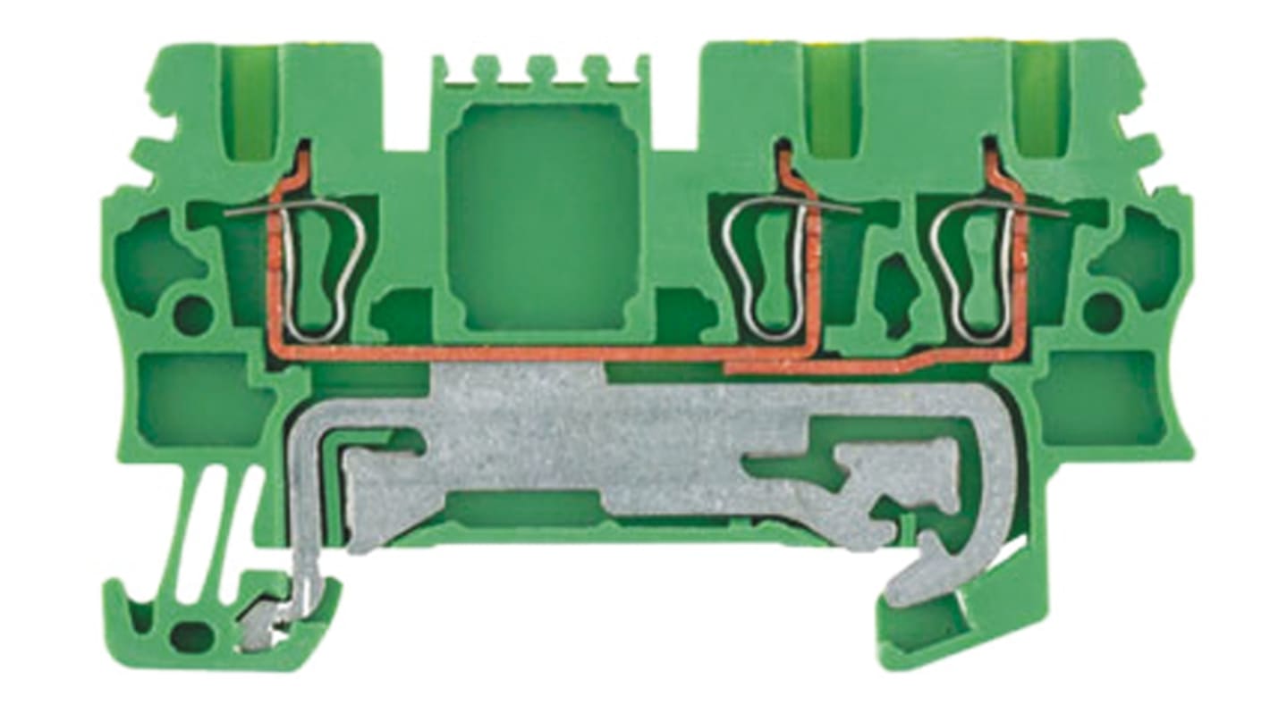 Borne PE Weidmuller Z, 1.5mm², Cage à ressort, Vert, Jaune