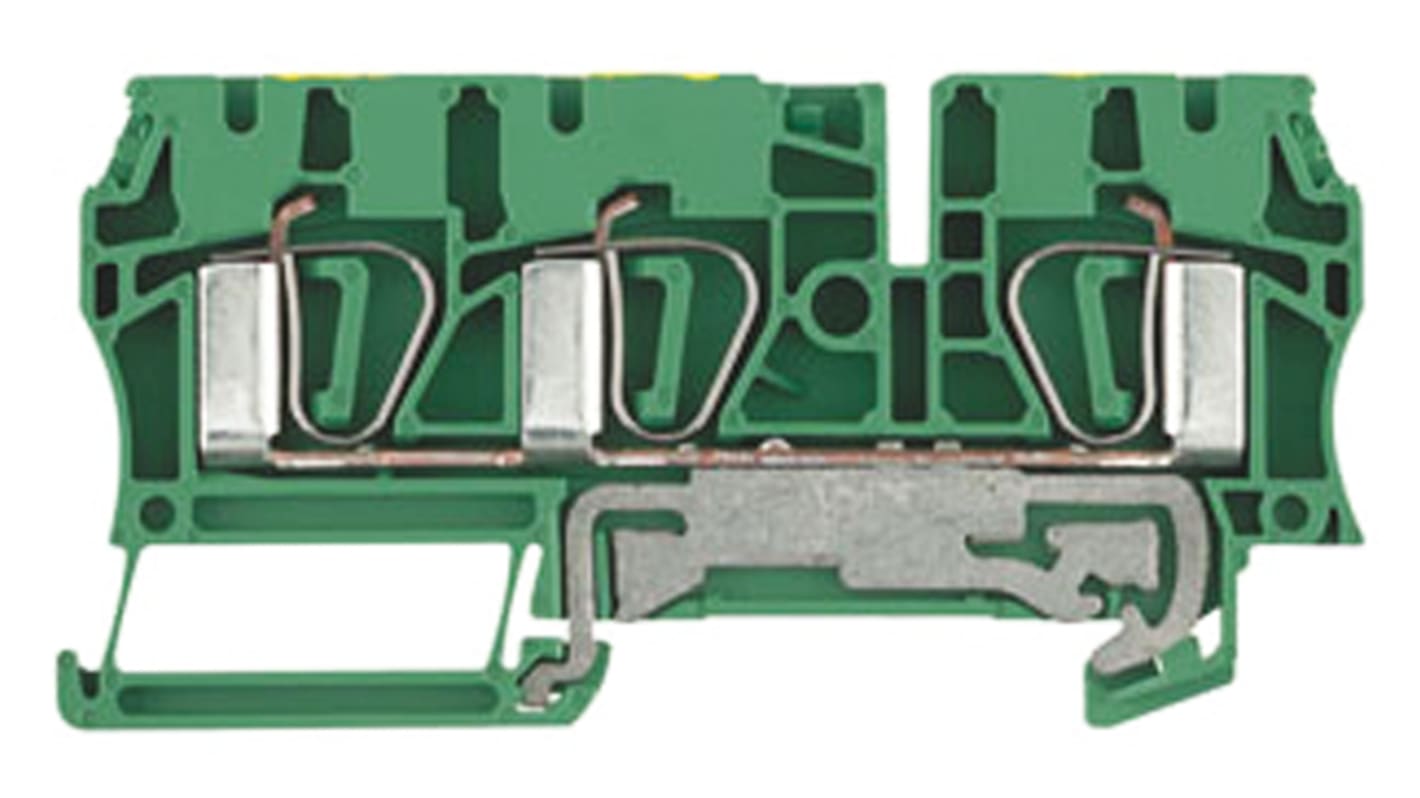 Weidmuller Z Series Green, Yellow PE Terminal, Single-Level, Clamp Termination