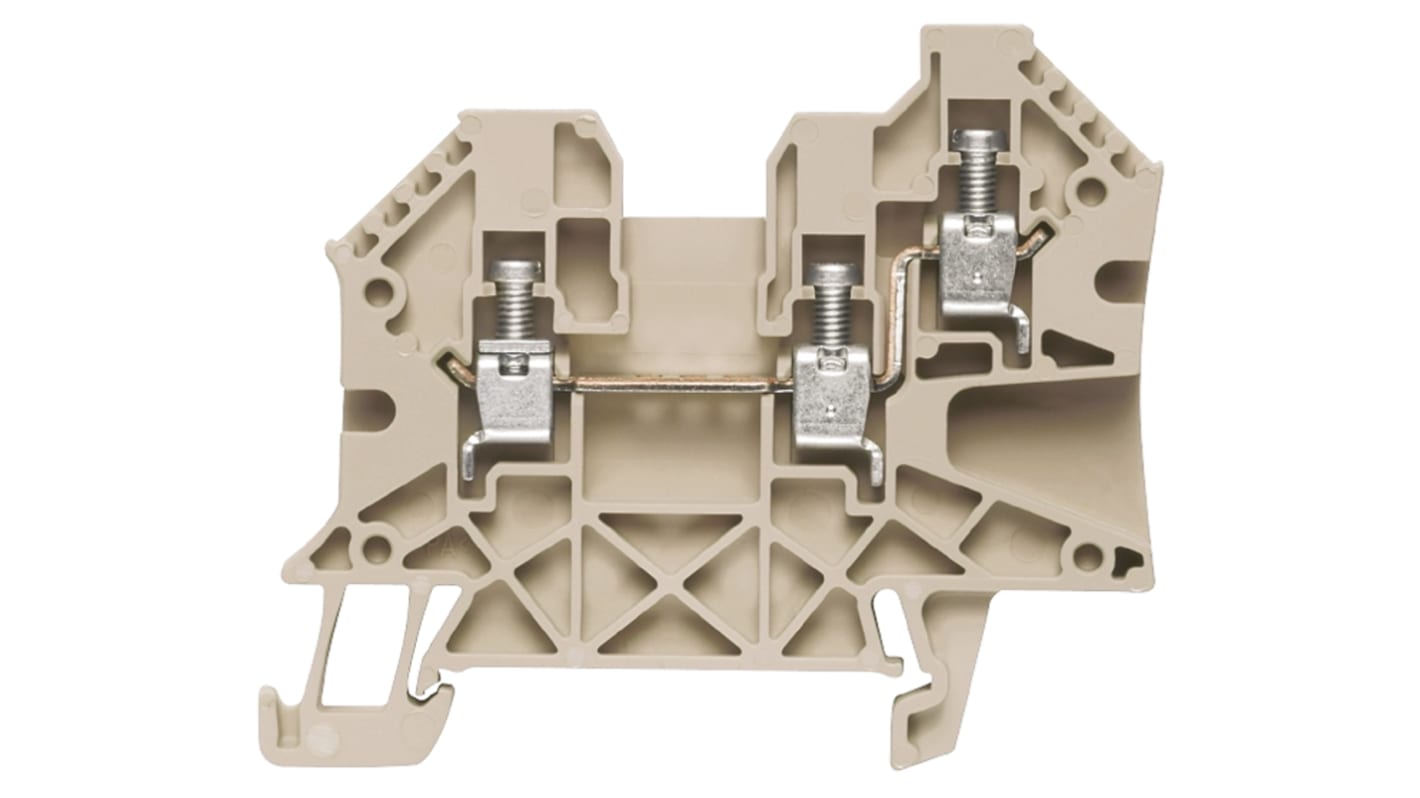 Weidmuller W Series Dark Beige Feed Through Terminal Block, Single-Level, Screw Termination