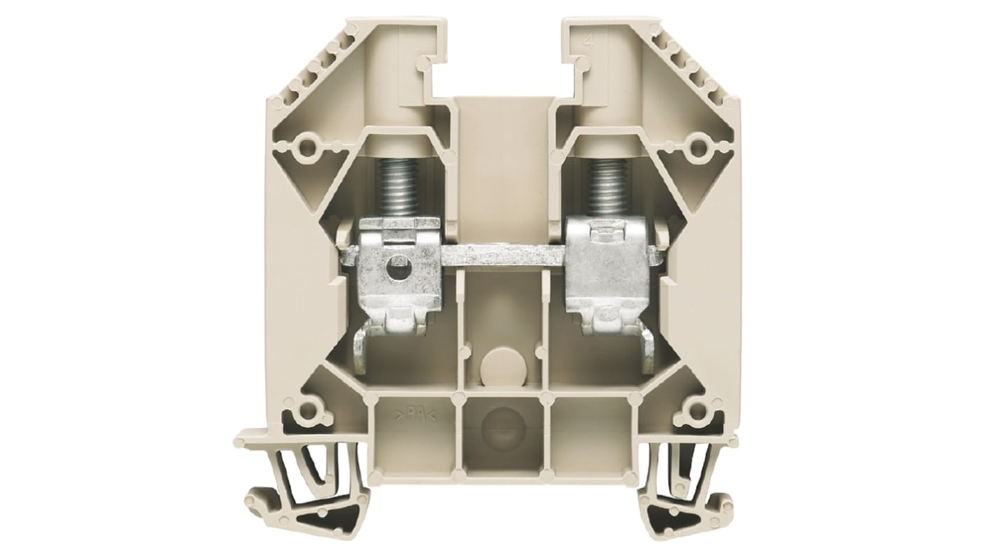 Weidmüller W Series Dark Beige Feed Through Terminal Block, Single-Level, Screw Termination