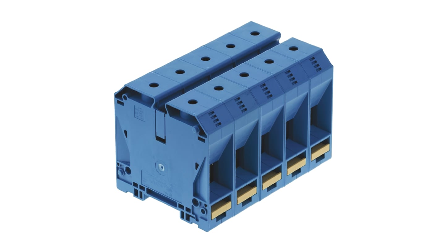 Weidmuller W Series Blue Feed Through Terminal Block, Single-Level, Screw Termination