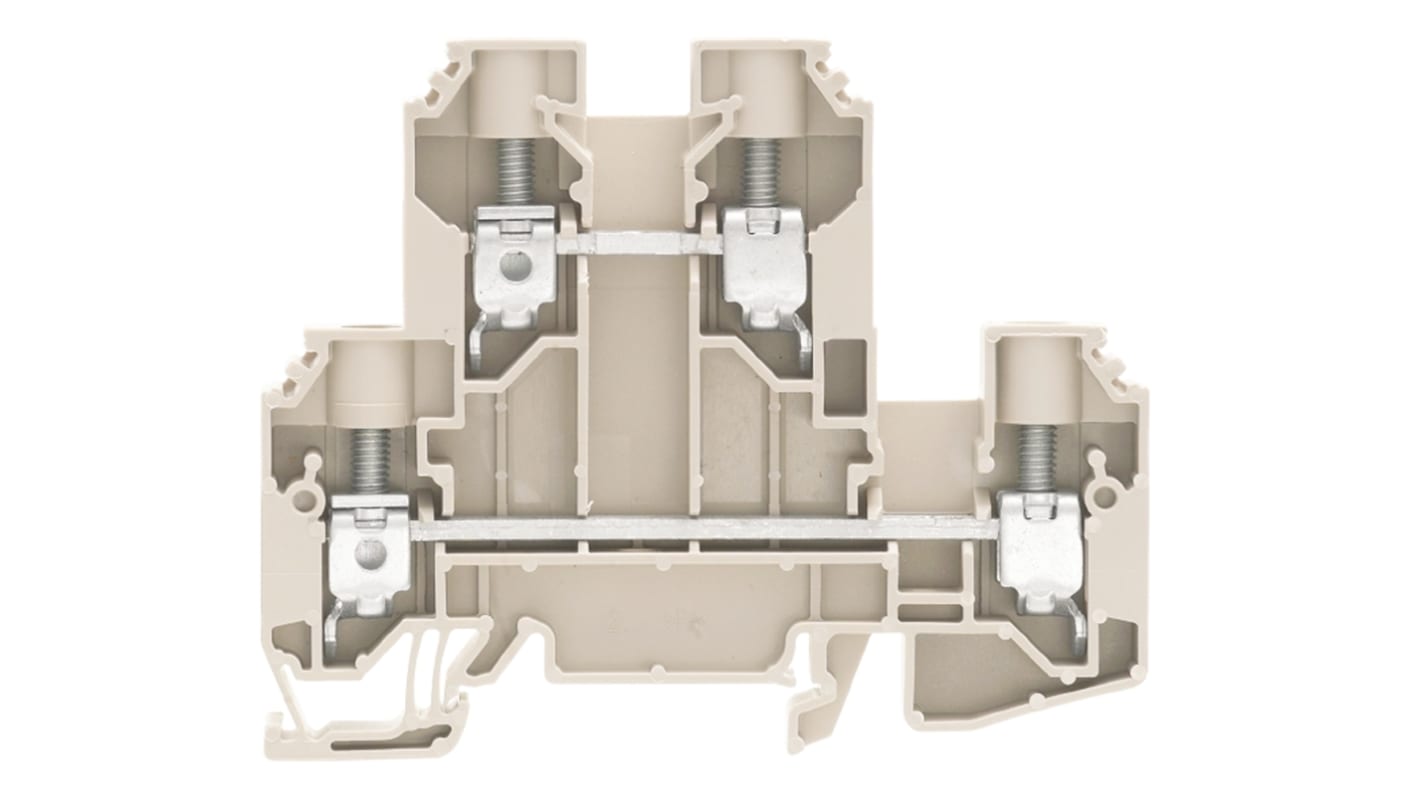 Weidmuller W Series Dark Beige Double Level Terminal Block, Double-Level, Screw Termination