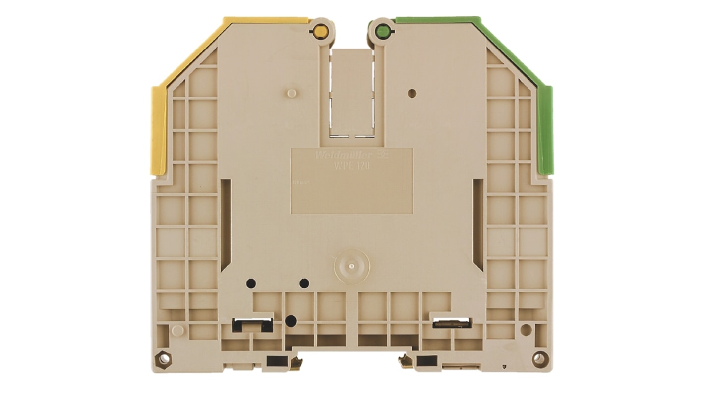 Weidmuller W Series Green, Yellow DIN Rail Terminal Block, 35 → 150mm², Single-Level, Screw Termination