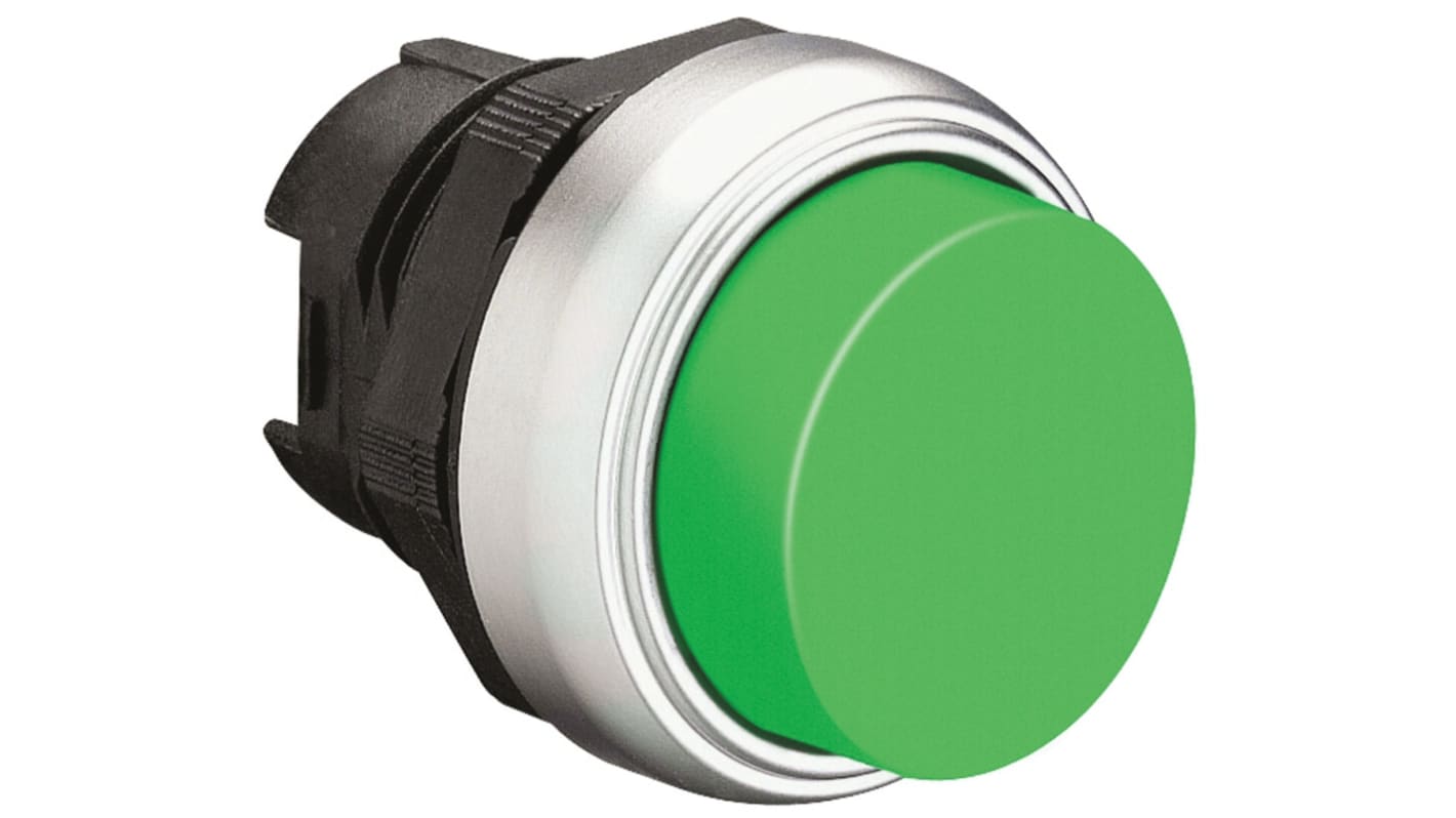 Tête de bouton poussoir Lovato, Platinum Vert, Ø découpe 22mm, Retour par ressort