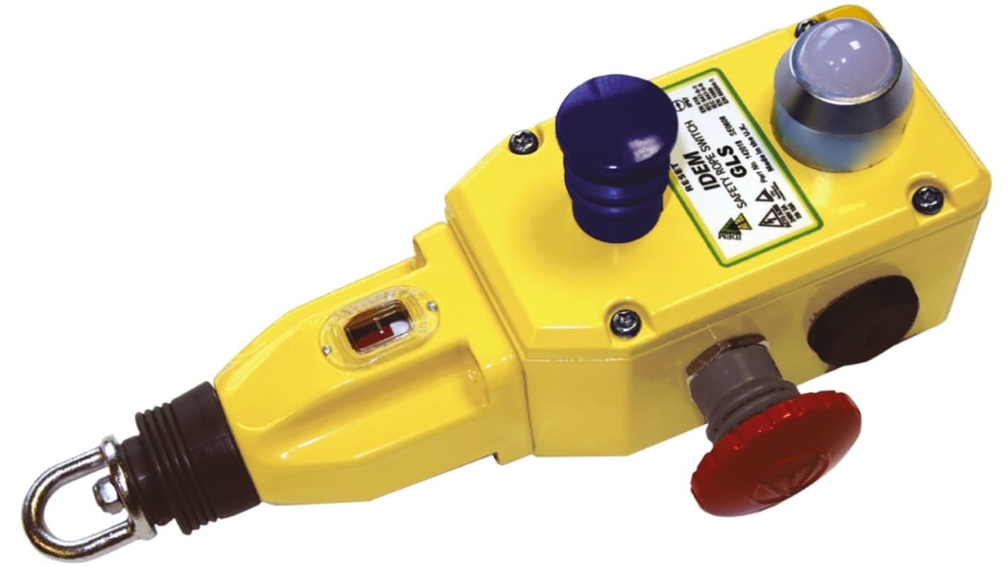 Interruptor de cable IDEM 142078A, 80m, 4P, 4 NC, 3 A, Tensión AC Máxima 250V, Tensión DC Máxima 250V con botón de