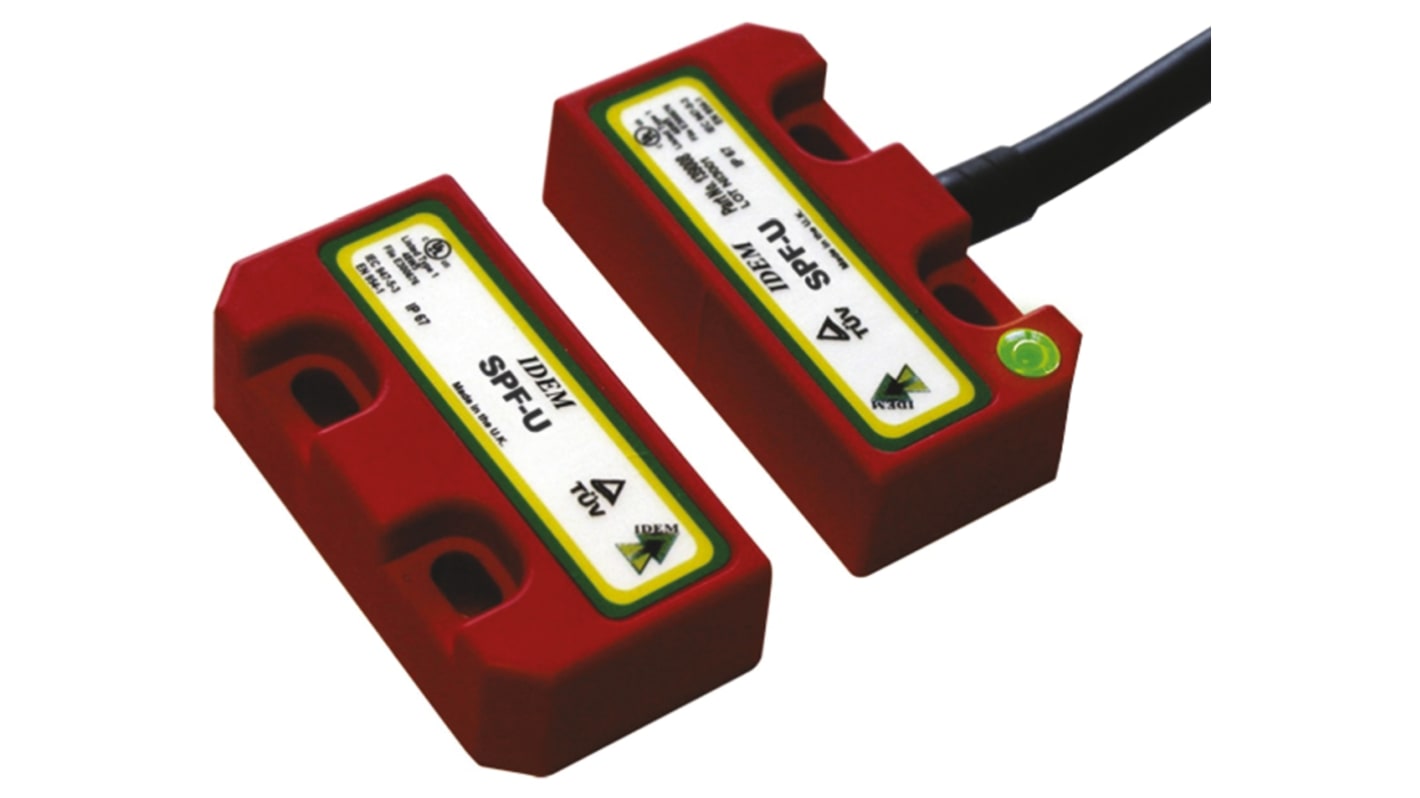 IDEM SPF-RFID-U Series Magnetic, RFID Non-Contact Safety Switch, 24V dc, Plastic Housing, 2NC, 2m Cable