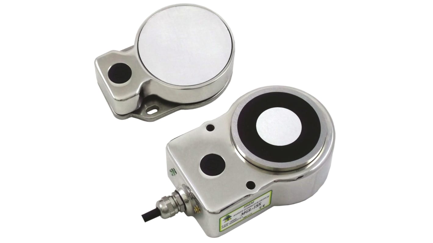 IDEM MGL Series Magnetic, RFID Non-Contact Safety Switch, 24V dc, 316 Stainless Steel Housing, 2NC, M12