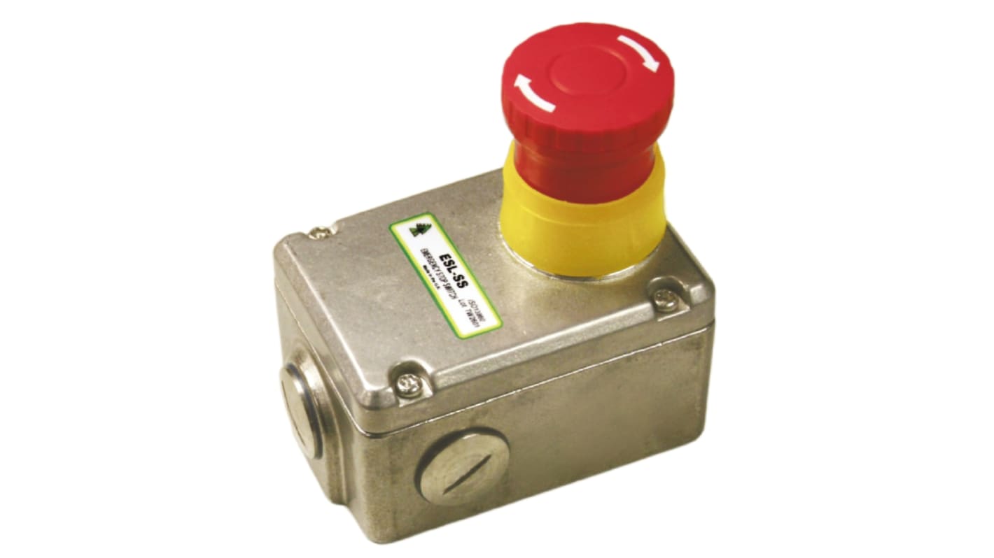 IDEM ESL Series Twist Release Emergency Stop Push Button, Surface Mount, 2NC + 2NO, IP67, IP69K