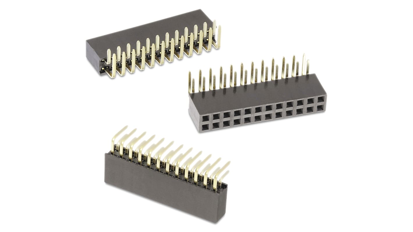 Conector hembra para PCB Ángulo de 90° Wurth Elektronik serie WR-PHD, de 64 vías en 2 filas, paso 2.54mm, 250,0 V.,