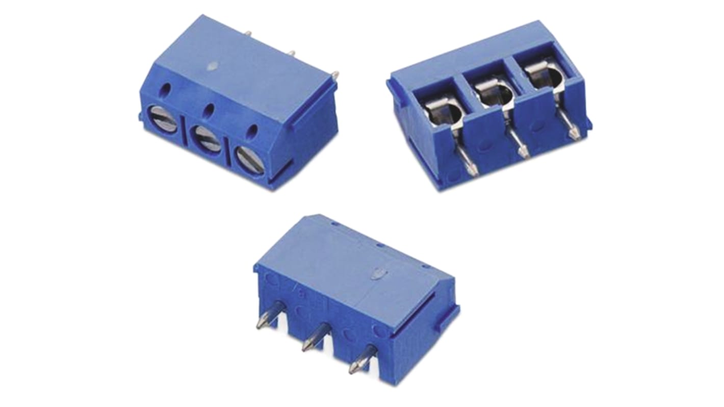 Wurth Elektronik 102 Series PCB Terminal Block, 3-Contact, 5mm Pitch, Through Hole Mount, 1-Row, Solder Termination