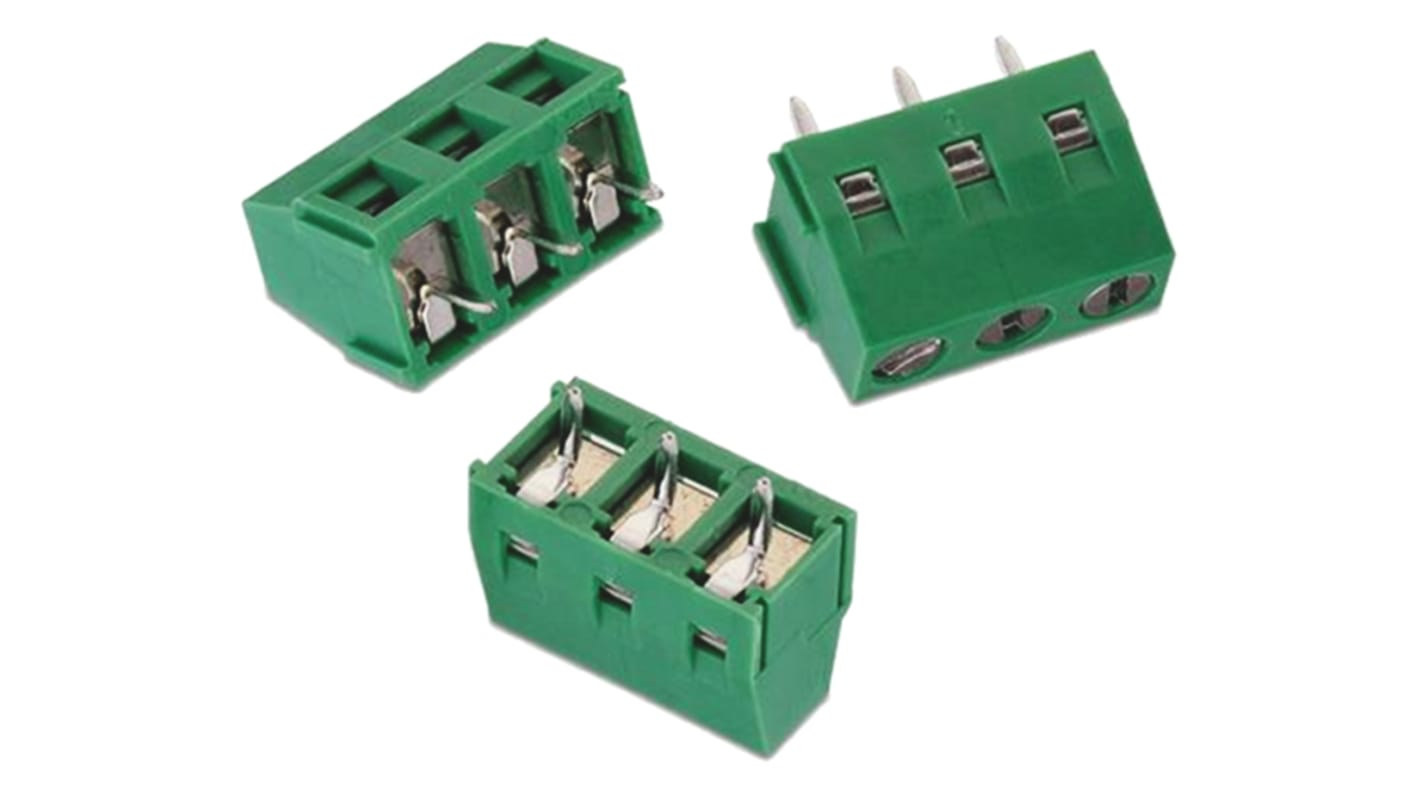 Wurth Elektronik 213 Series PCB Terminal Block, 3-Contact, 5mm Pitch, Through Hole Mount, 1-Row, Solder Termination