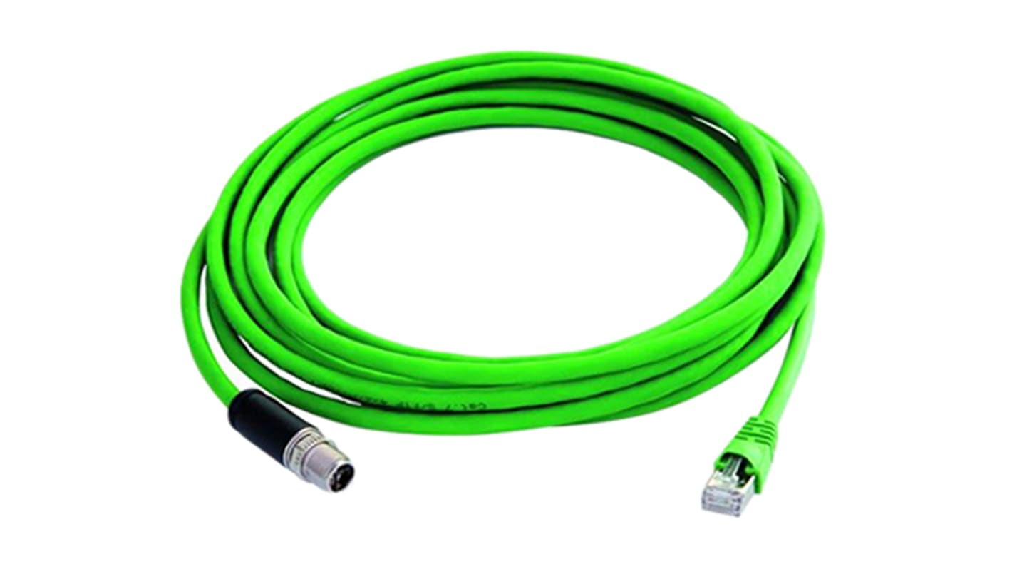 Telegärtner Ethernetkabel Cat.6a, 7.5m, Grün Patchkabel, A M12 Stecker, B RJ45, PUR