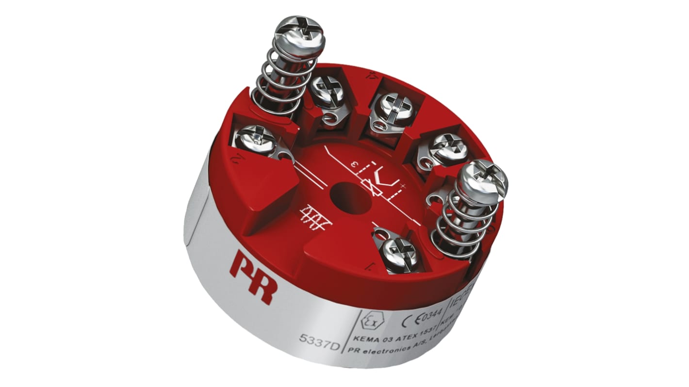 Transmisor de temperatura PR Electronics serie 5300, rango temp: -200°C → 850°C, entrada universal, 8 → 30 V dc