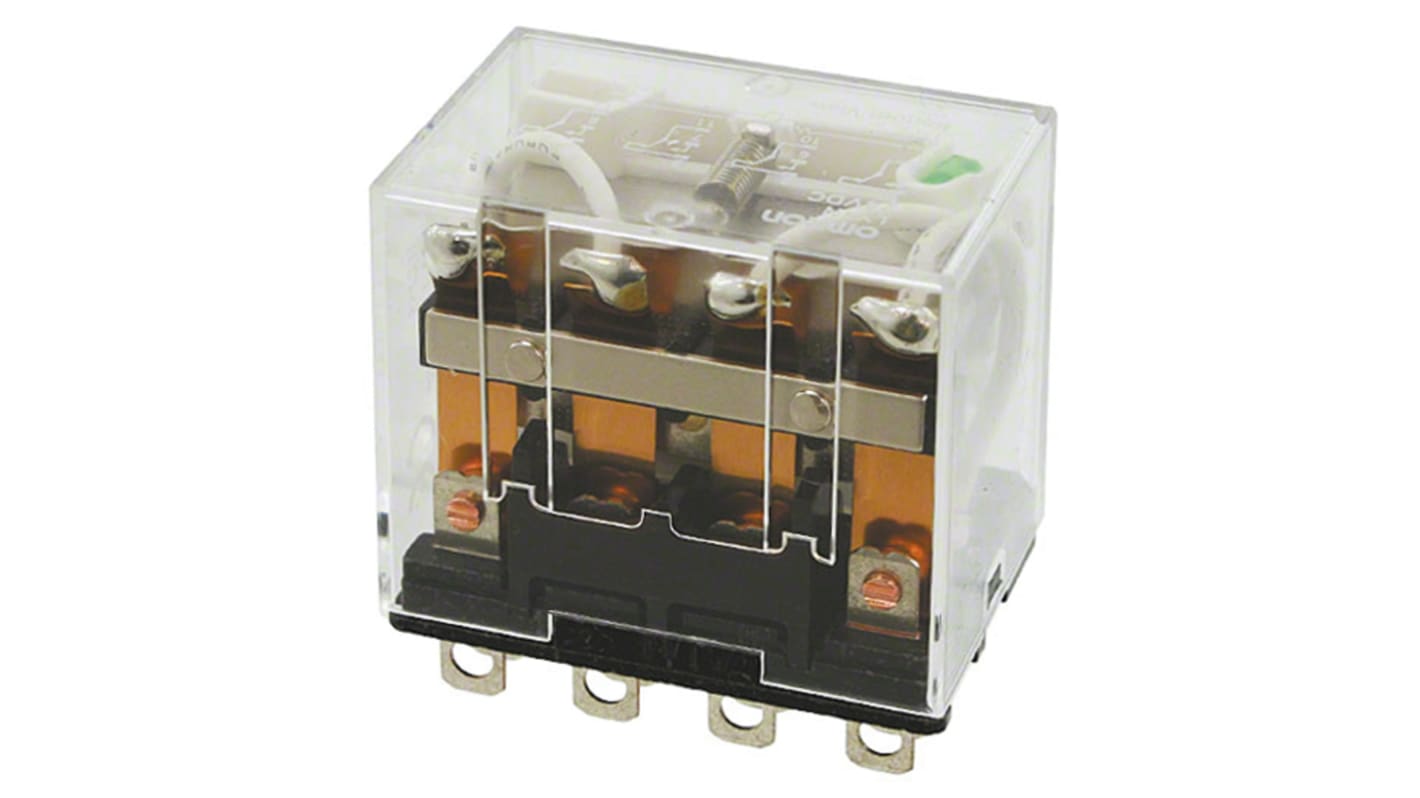 Relé de potencia sin enclavamiento Omron LY4 de 4 polos, 4PDT, bobina 120V ac, 10A, enchufable