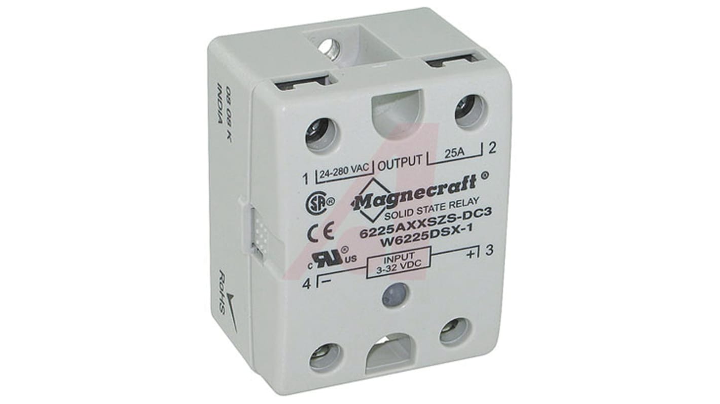 Schneider Electric Solid State Relay, 25 A Load, Panel Mount, 280 V ac Load, 32 V dc Control