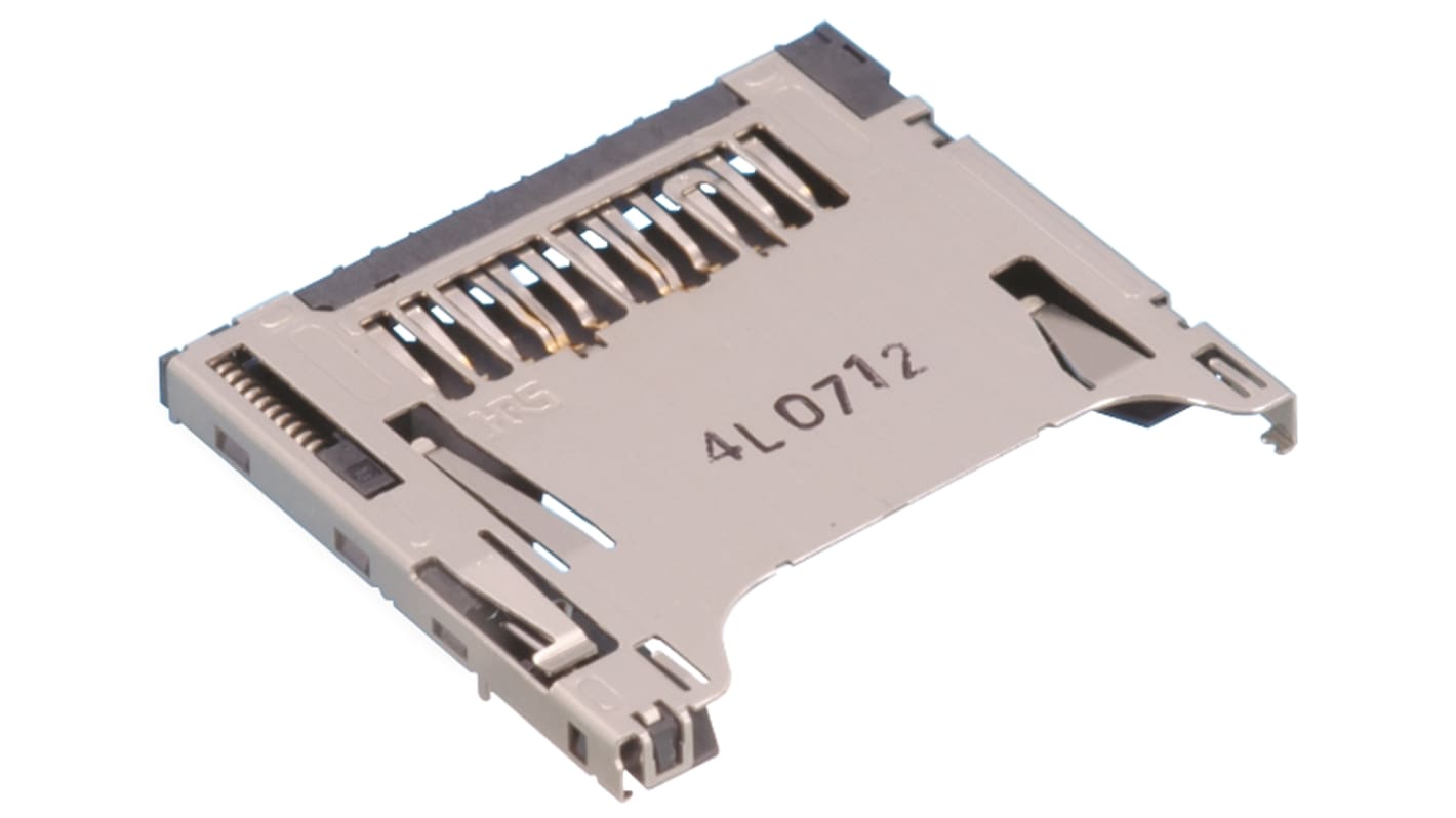Connecteur de carte mémoire Angle droit Hirose, Montage en surface, Mini SD, raccordement A souder