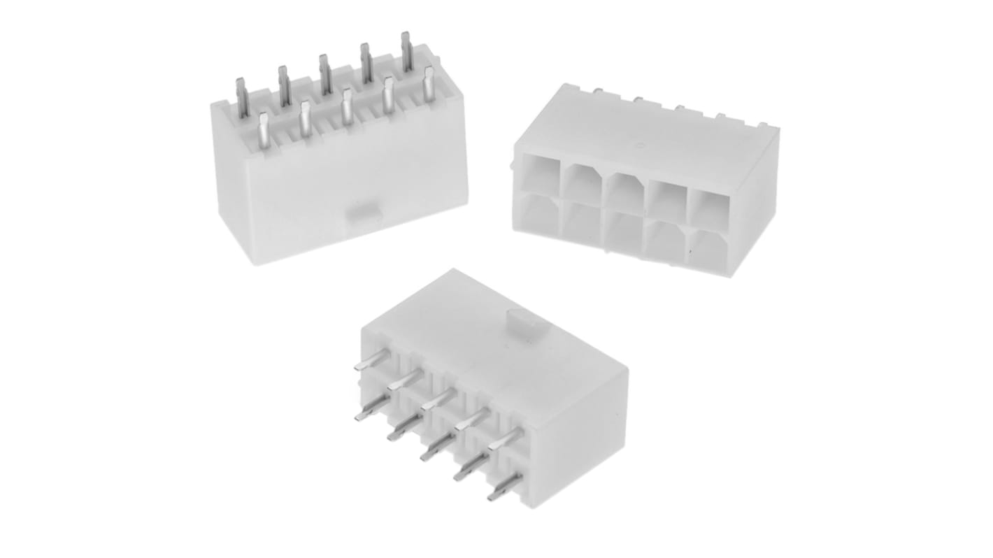 Wurth Elektronik WR-MPC4 Series Straight Through Hole PCB Header, 10 Contact(s), 4.2mm Pitch, 2 Row(s), Shrouded